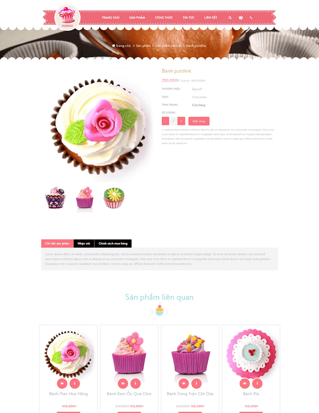 Giao diện web chuẩn seo shop bán bánh kem Giao diện web chuẩn seo shop bán bánh kem